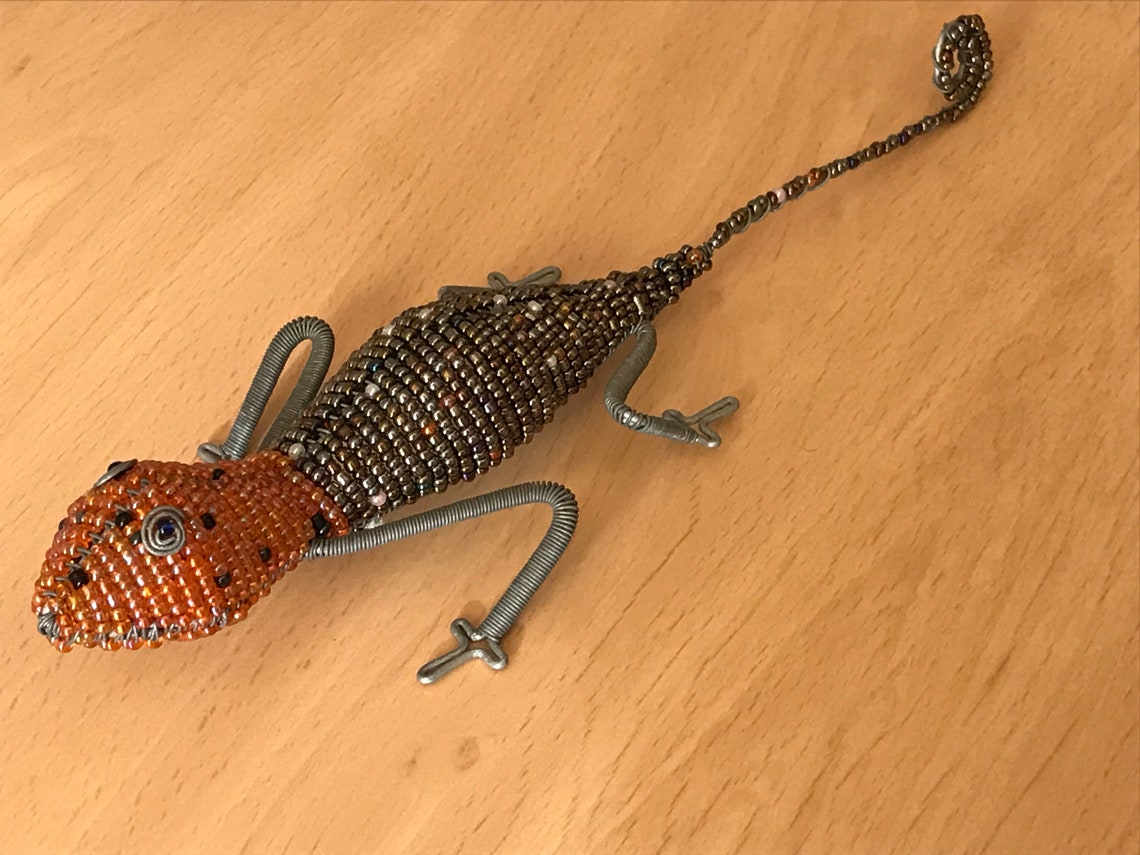 African Beaded Wire Lizard / Gecko Made in Kenya Etsy