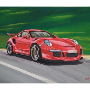 Porsche 911 GT3 colorful cartoonish painting