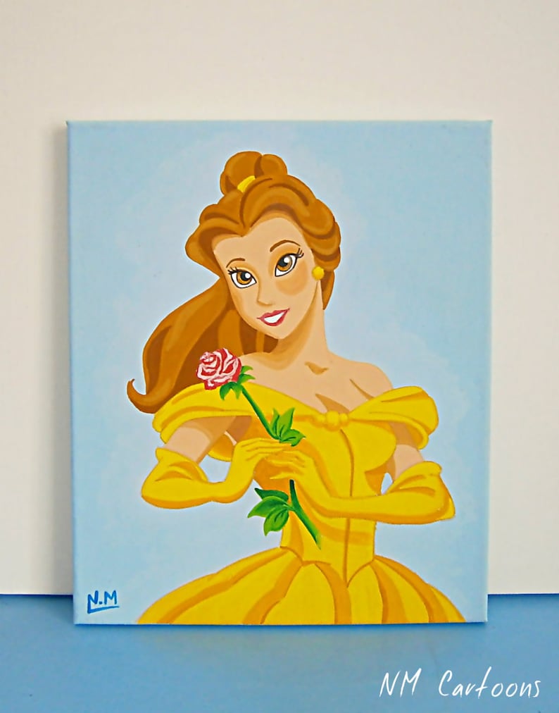 Belle Disney Princess Canvas, Acrylic Painting for Kids Rooms or