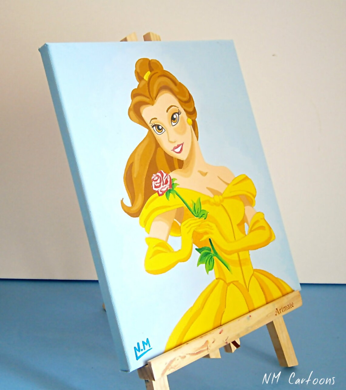 Belle Disney Princess Canvas, Acrylic Painting for Kids Rooms or
