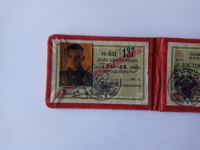 Rare Ww2 Soviet Russian ID Document of Counterintelligence of - Etsy