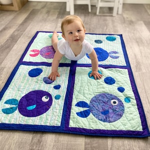 Baby quilt pattern PDF Baby Quilt Bubble Fish Quilt Block pattern