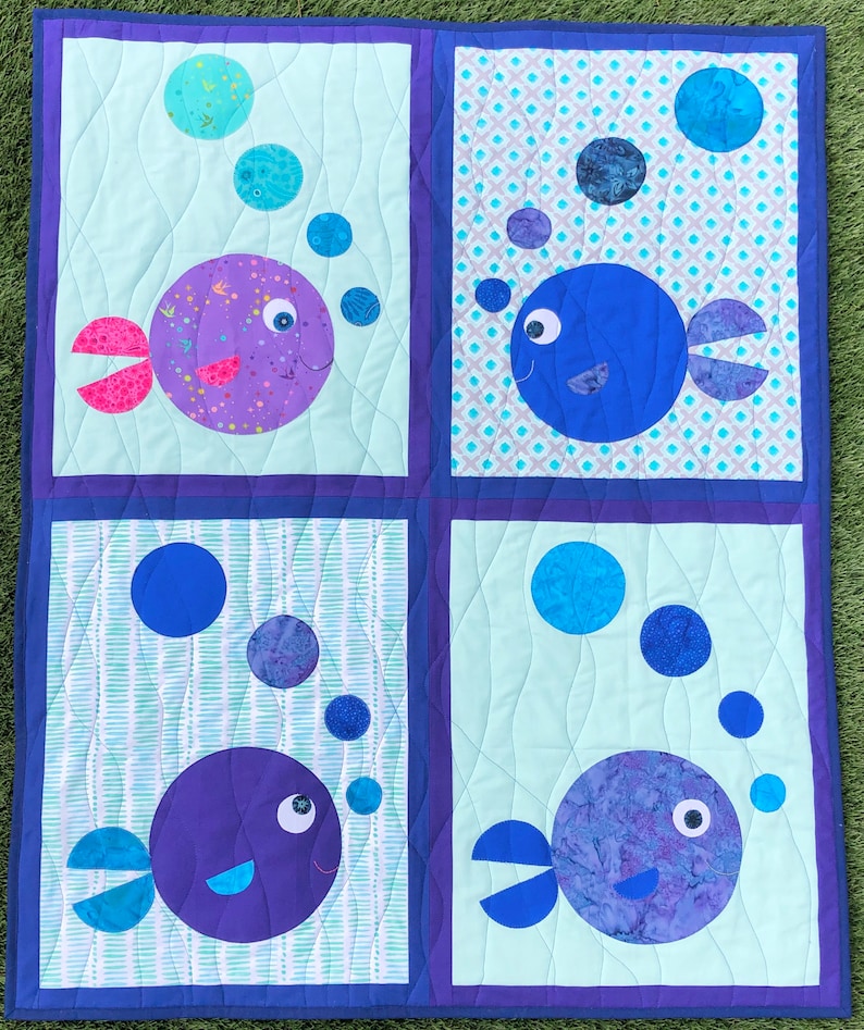 Baby Quilt Pattern PDF Baby Quilt Bubble Fish Quilt Block Etsy