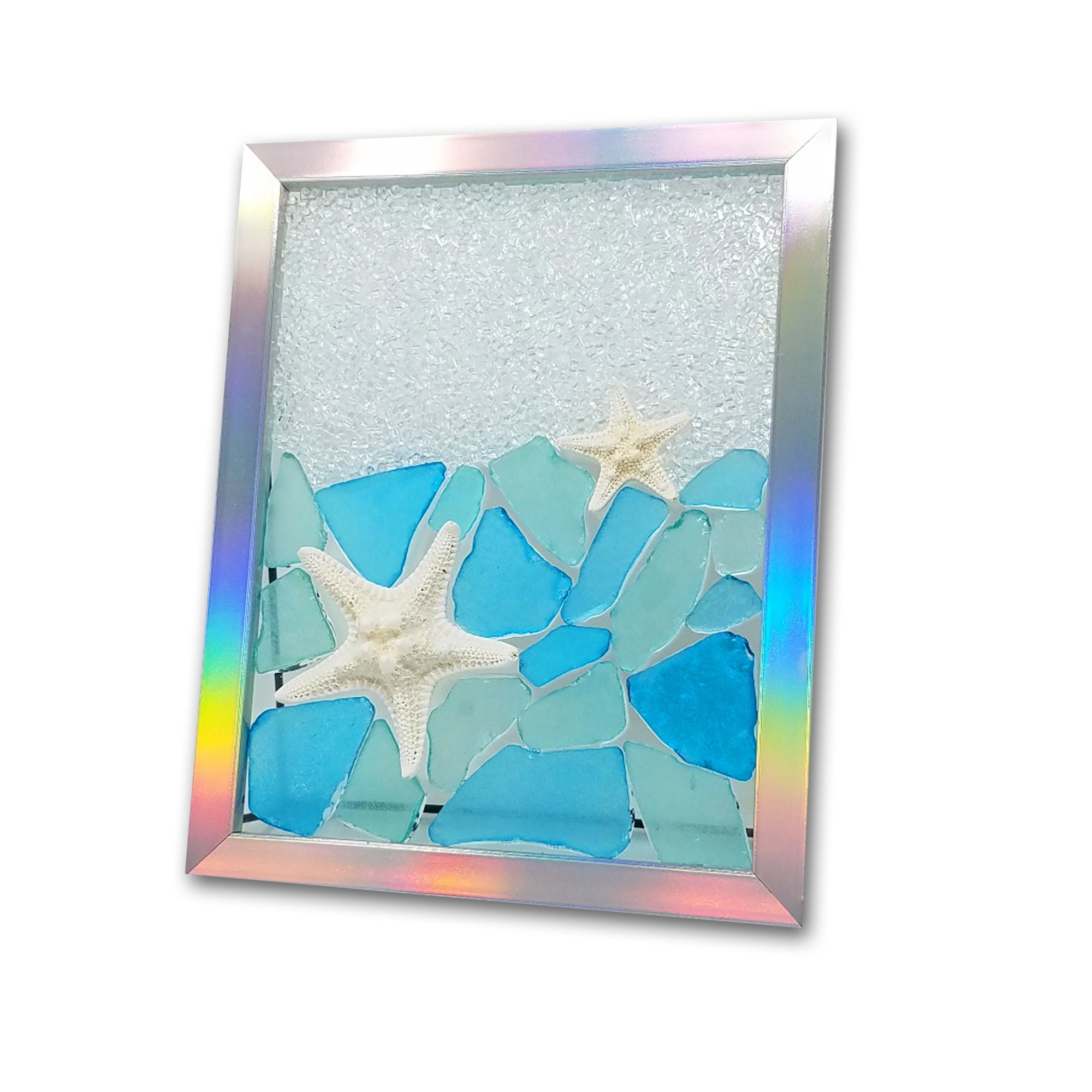 Sea Glass Art Framed With Two Starfish on the Beach a Gift - Etsy Singapore