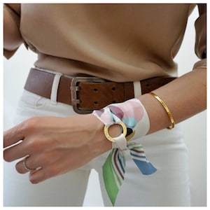Bexley 100% silk twill bracelet/mini scarf (scarf/choker, hair ribbon, handbag charm).  Unique gift.
