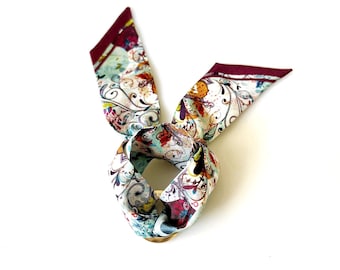 Felicity 100% silk twill bracelet/mini scarf (scarf/choker, hair ribbon, handbag charm). Unique gift.