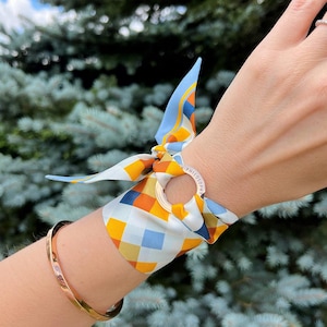 Esme Silk Bracelet (Silk scarf, Handbag charm, Hair ribbon, mini tie, wristscarf)