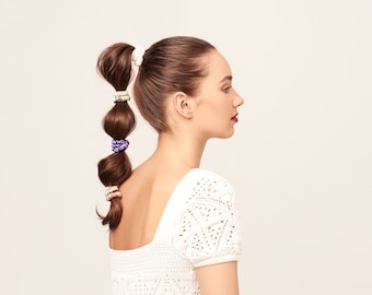SALE! Set of 4 Mini Mulberry Silk Scrunchies, Luxe Charmeuse Hair Ties