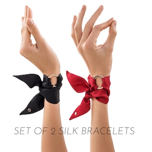 Silk Bracelet Set of 2, Perfect Gift Set for Her, Luxury Wrist Scarf Set, Elegant Gift Idea, Bestsellers Scarlett & Brooke bracelets