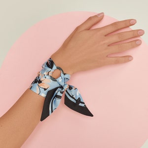 Odette Silk Bracelet (Silk scarf, Handbag charm, Hair ribbon, mini tie, wristscarf)