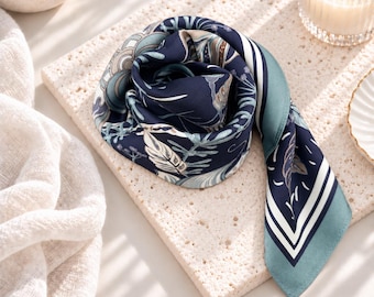 Square Silk Scarf Silk Head Scarf Neck Scarf Hair Scarf Bandana Office Scarf Quiet Luxury Old Money Style Gift for Her