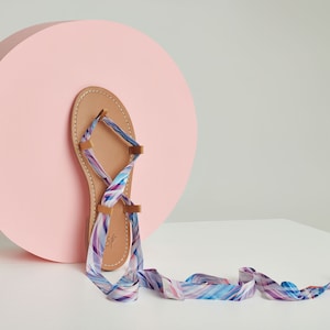 Ankle wrap sandals – pastel blues