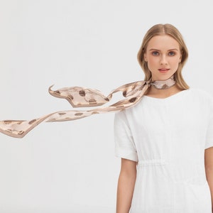 SALE! Cora 100% silk twill exclusive print long scarf. Free shipping.