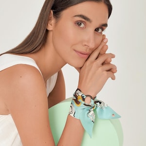 Sienna 100% silk twill bracelet/mini scarf (scarf/choker, hair ribbon, handbag charm). Unique gift.