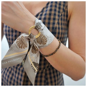 Uma 100% silk twill bracelet/mini scarf (scarf/choker, hair ribbon, handbag charm). Unique gift.