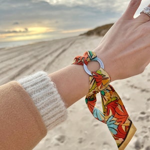 Tayla Silk Bracelet (Silk scarf, Handbag charm, Hair ribbon, mini tie, wristscarf)