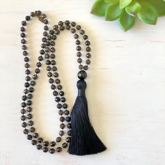 108 Mala Bead Necklace made with 6mm Stones Black Tourmaline and Onyx Mala Necklace I Am Balanced /& Protected