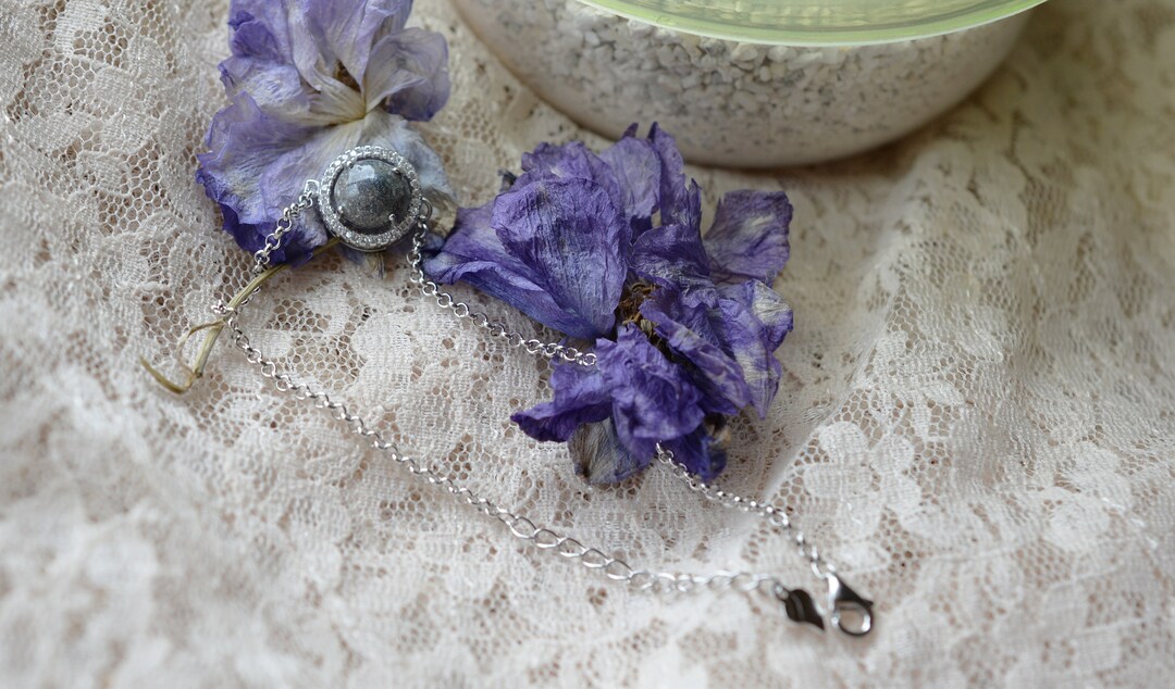 Sterling Round Crystal Memorial Flower Bracelet, Funeral Flower Jewelry