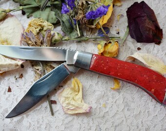 Memorial Double Knife "B", Funeral Flowers, Memorial Jewelry, Wedding Gift, Bereavement Gift, In Loving Memory, Pocket Knife