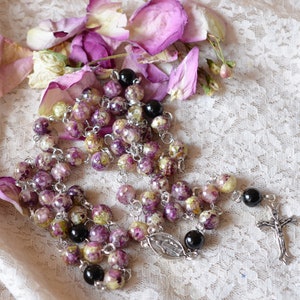 Full Memorial Rosary, memorial beads, memorial jewelry,  funeral flowers, wedding flowers, flower rosary