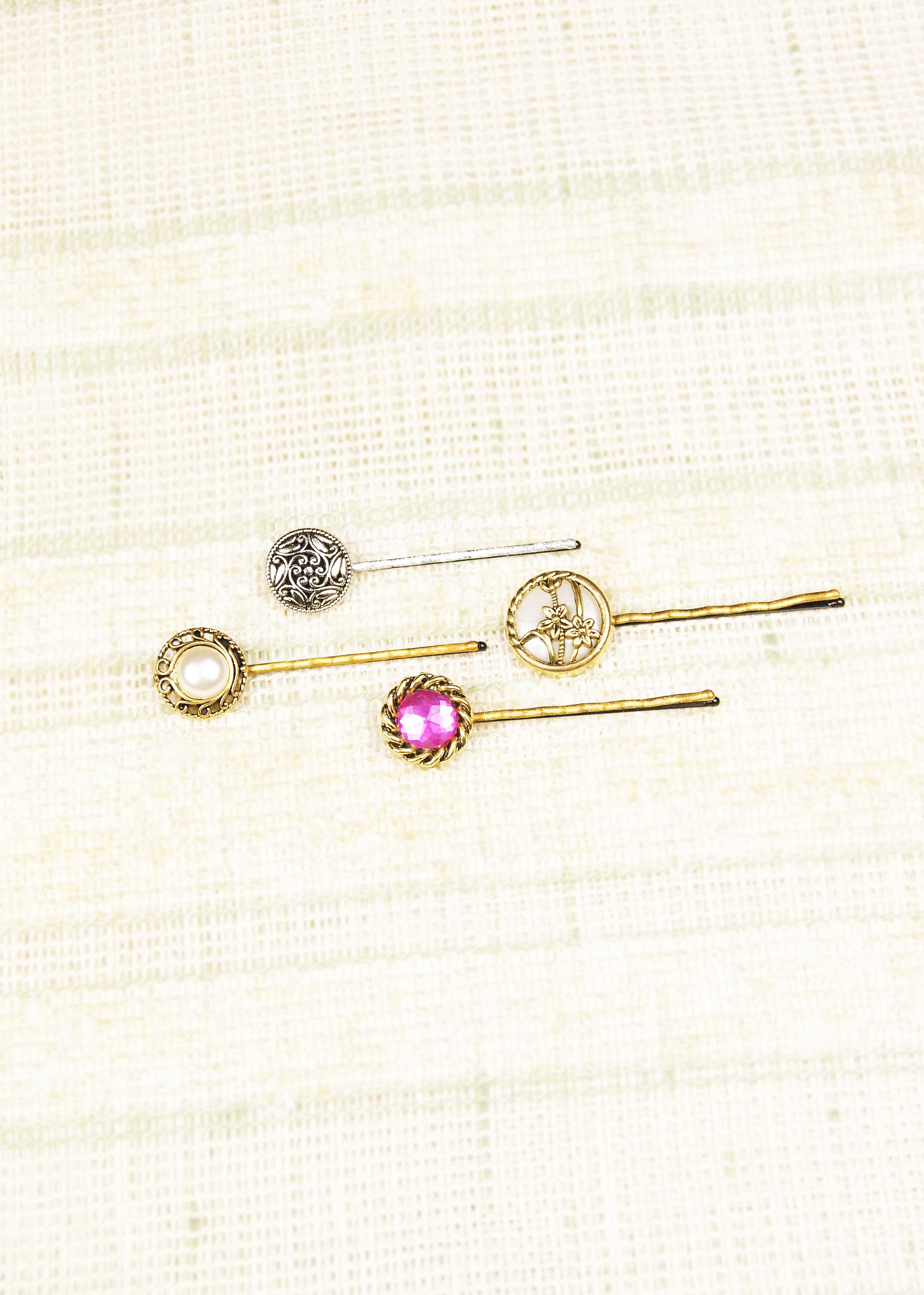 Hair Pins Bridal Accessories Vintage Bobby Pins Button Etsy