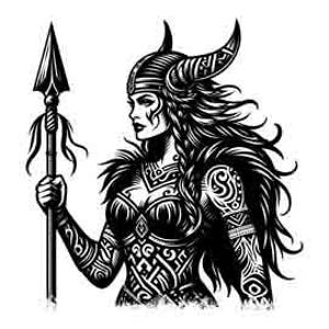 Viking PNG, SVG & JPEG - Schild Maiden - Digital Design - Instant Download für Tattoos, T-Shirts, Wandkunst