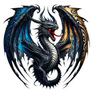 Dragon Mythical - Animal Digital Tribal Tattoo Art design in PNG, JPEG & SVG , Instant Download for Tattoos, T-Shirts, Wall art or Home