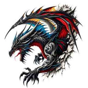 Dragon Mythical - Animal Digital Tribal Tattoo Art design in PNG, JPEG & SVG , Instant Download for Tattoos, T-Shirts, Wall art or Home