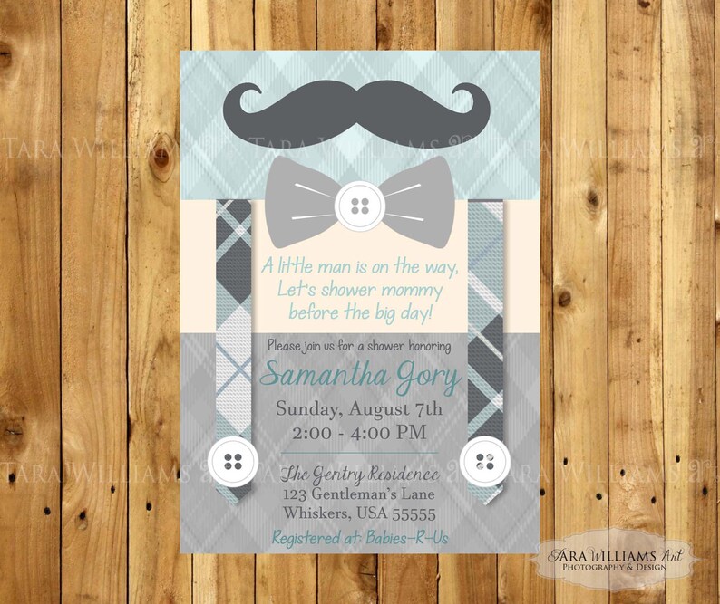 Mustache Baby Shower Invitation bowtielittle Etsy