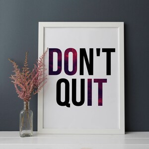 Don't Quit Printable Inspirational Quote 'Do It' Black White Wall Decor Purple Quote Wall Art Motivational Printable Typographic Printable