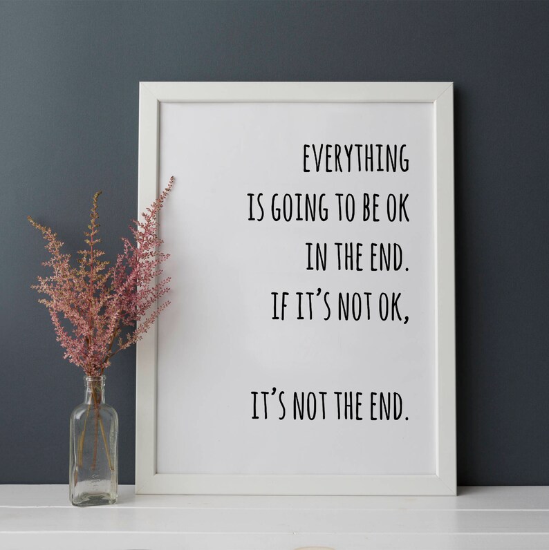Everything is Going to Be Ok Printable Wall Art Black and Etsy