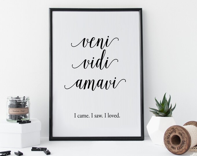 Printable Art Wall Decor Digital Typographic Print Latin Quote 'veni ...