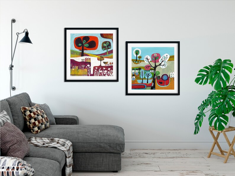 Set of 2 Colourful Wall Art Prints Set of two Prints Etsy