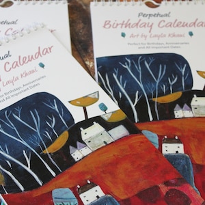 Perpetual Birthday Calendar Wall Hanging,Art Calendar with Illustrated Pages, Track Birthdays & Anniversaries All Year Long Birthday planner