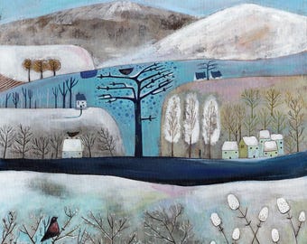 Winter Landscape Giclée Print: Snowy Countryside Scene, Limited Edition British Art