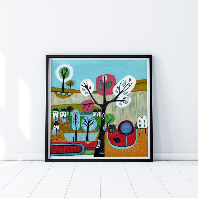 Set of 4 Colourful Wall Art Prints Landscape Colourful Home Etsy UK