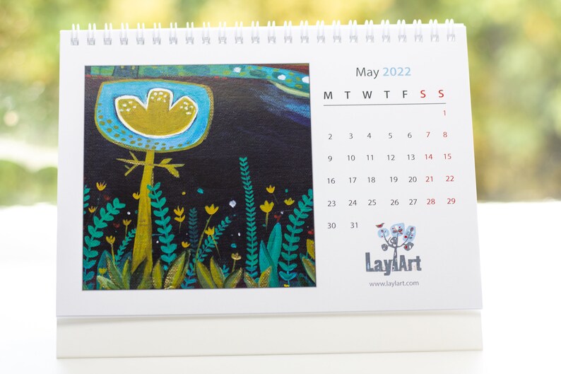 2022 Desk Calendar Stand Up Desk Calendar 2022 Art Calendar Etsy