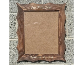 11x14 Scallop Frame, Wedding Gift Frame, Stained Frame. Personalized Frames, Scalloped Edge Frame, Stained Frames, Custom Engraved, Handmade