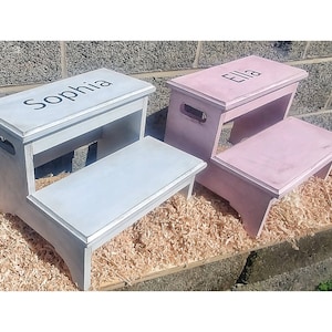 Custom Step Stool,  Kids Step Stool, Engraved Step Stool, Small Wood Step, Rustic Step Stool, Personalized Step, Kids Wood Step