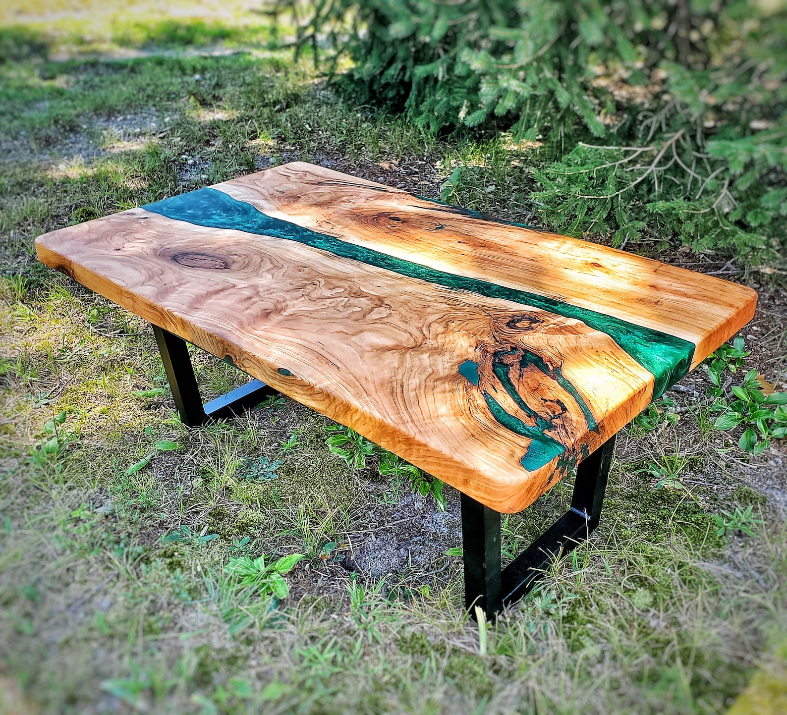 Epoxy River Table, Cherry Slab Table, Live Edge Table, Epoxy Coffee