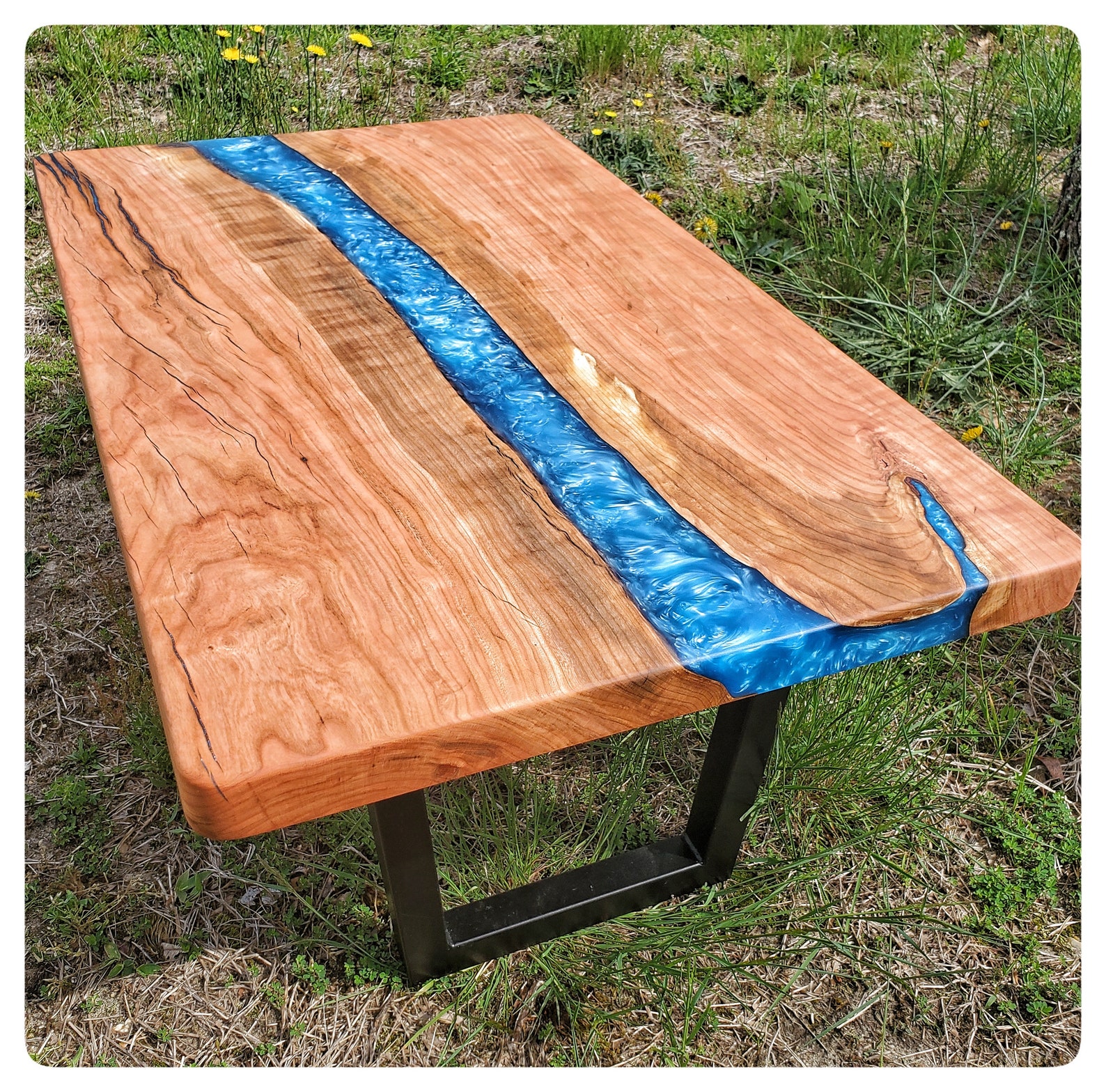 Epoxy River Table Cherry Slab Table Live Edge Table Epoxy Etsy
