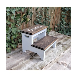 Custom Step Stool,  Kids Step Stool, Engraved Step Stool, Small Wood Step, Rustic Step Stool, Personalized Step, Kids Wood Step