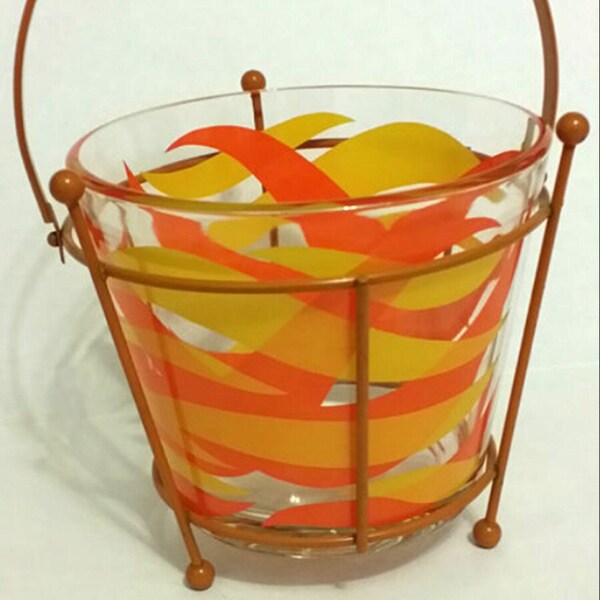 Vintage ice bucket barware Mid Century retro Starlyte glassware  housewares home decor kitchen collectible ice bucket