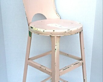 Vintage metal chair, industrial metal chair, metal stool, kids furniture, kitchen stool, chippy painted chair, nursery decor, photo prop