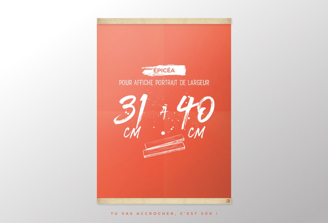 Porte Affiche Poster Aimanté sur Mesure, en Bois d'épicéa ou Chêne