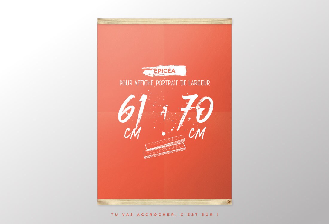 Porte Affiche Magnétique sur Mesure Pour Poster, en Bois d'épicéa ou Chêne
