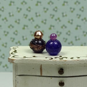 Dollhouse perfume bottles set of 2 purple gold