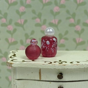 Dollhouse perfume bottles set of 2 purple white