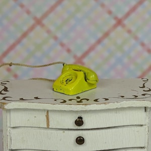 Dollhouse vintage Lundby telephone 1970s yellow metal