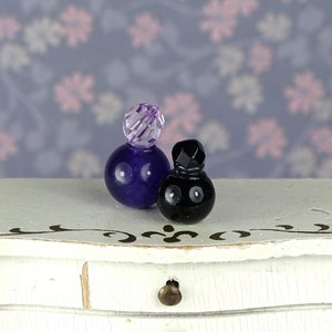 Dollhouse perfume bottles set of 2 purple black